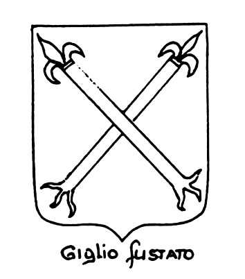 Image of the heraldic term: Giglio fustato